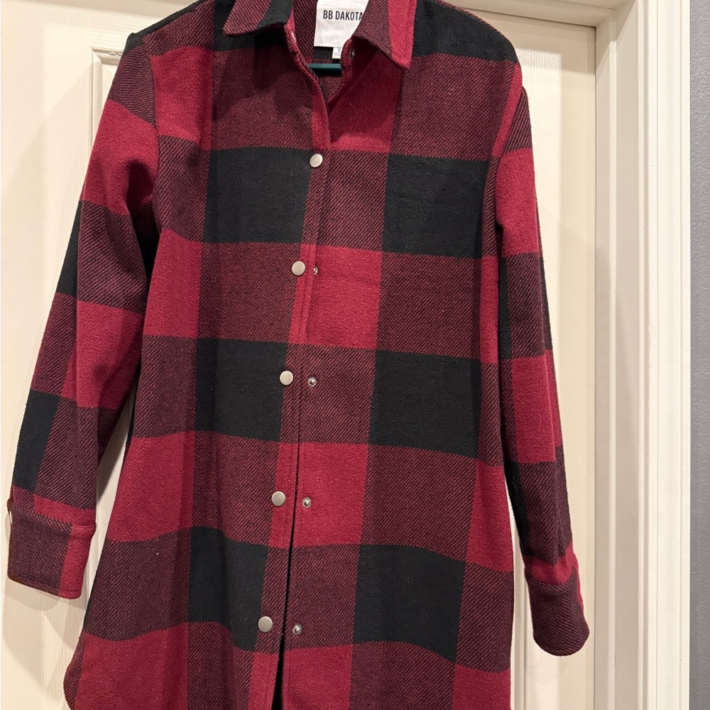 BB Dakota Burgundy and Black Checkered Jacket